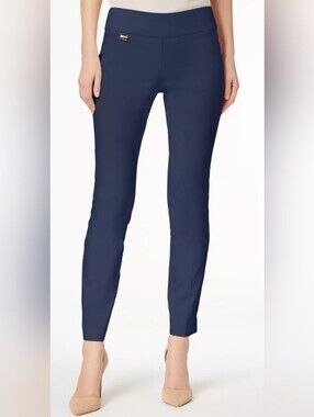 Alfani Modern Skinny Tummy Control Ankle Pull On Pants Navy Blue 2/XS NWT